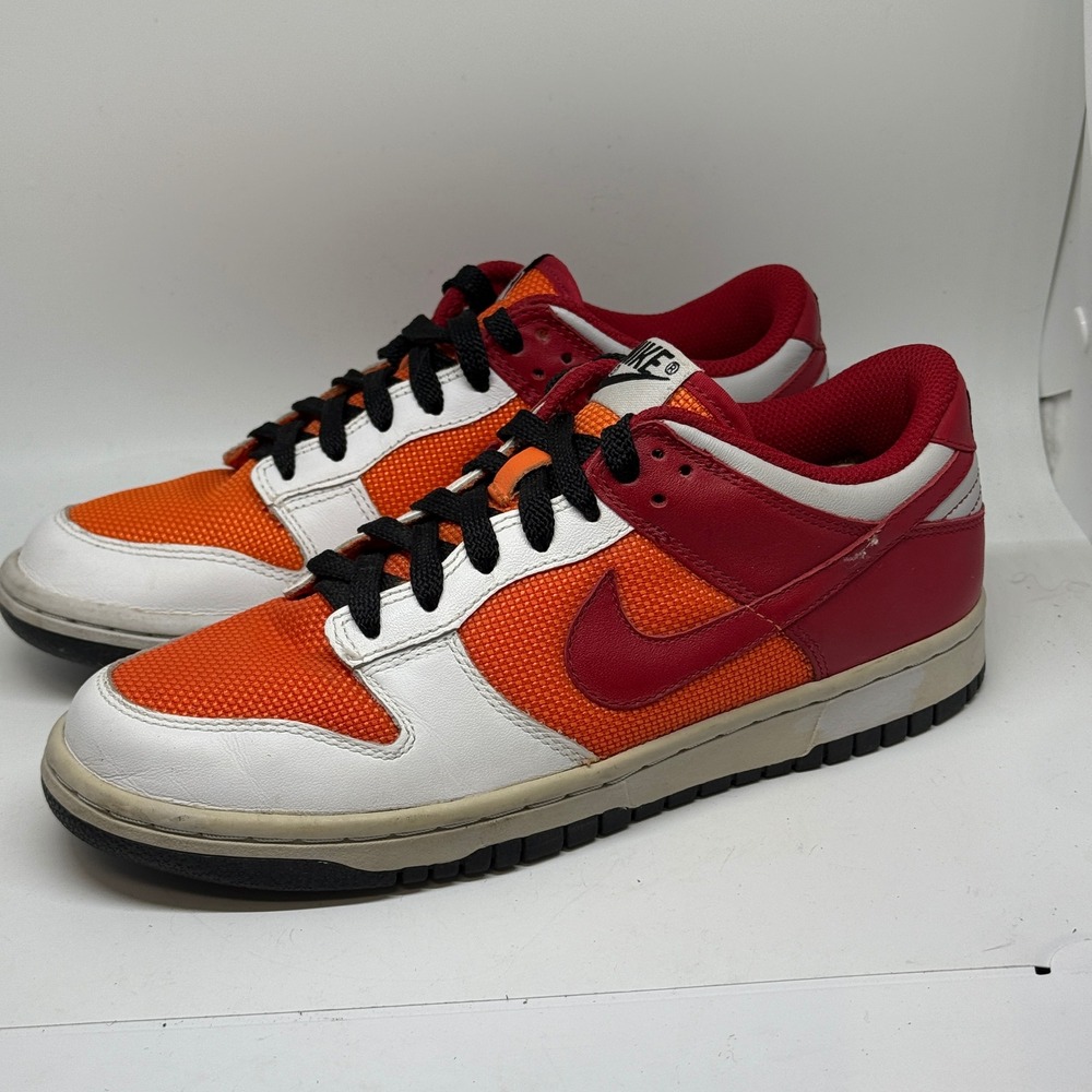 Nike Dunk‎ Low Red Orange White Casual Sneakers Men's Size 7.5 EUC Rare colorway